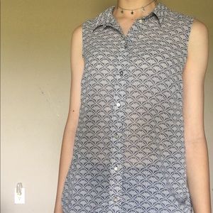 Blue and white blouse